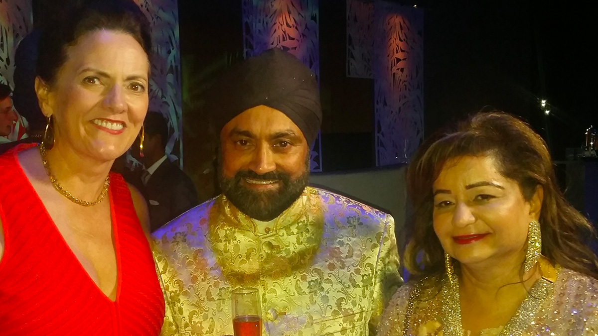 Blythe with her former LKQ board colleague Sukhpal Singh Ahluwalia and wife Rani at their son’s wedding in Monaco